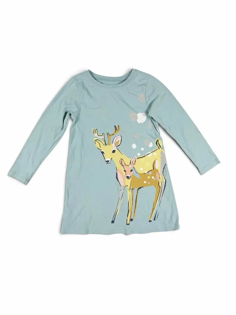Tea Collection Darling Deer Duo Dress Smokey Blue Size 4